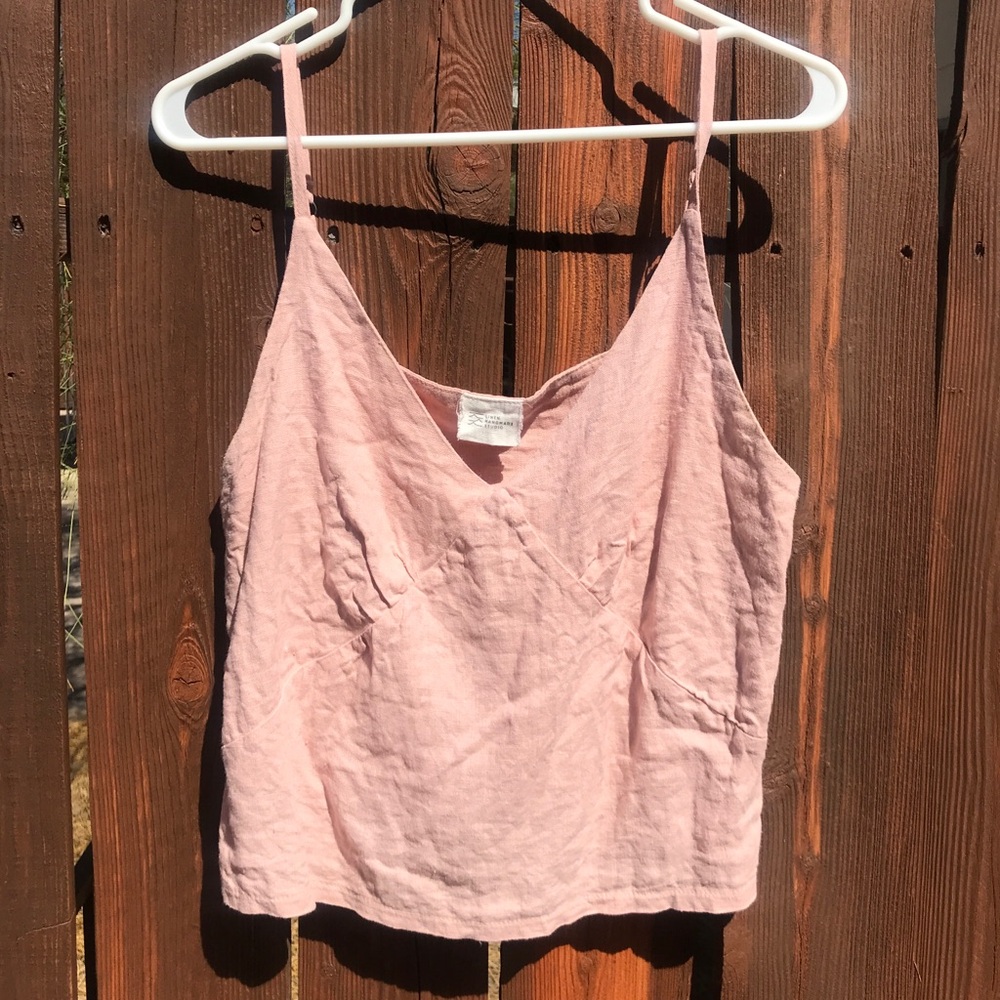 Linen Handmade Studio Scoop Neck Linen Top VIOLA | Mellow Rose | Medium